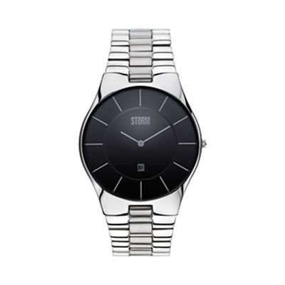 Men's silver round dial watch slim-x xl black